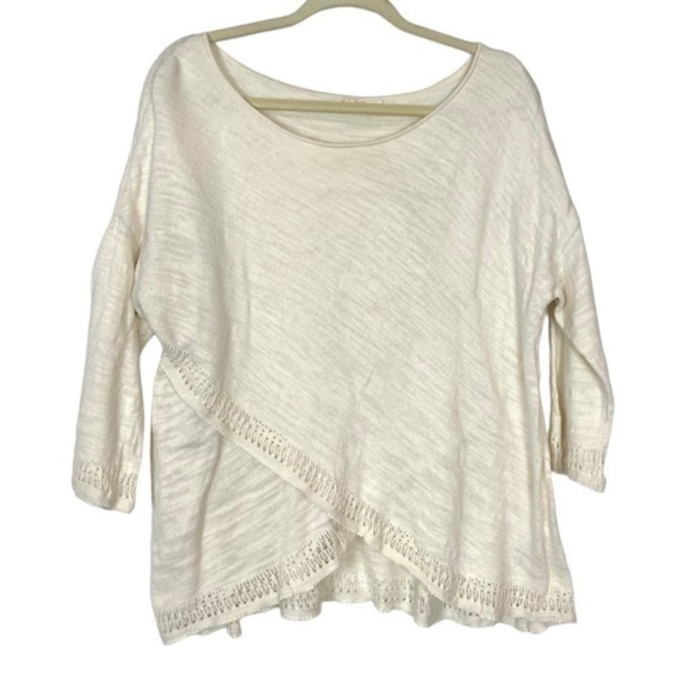 Anthropologie Moth Medium Soft Knit Cream pullover Lightweight sweater Neutral